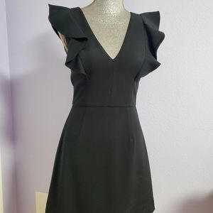French Connection Black Ruffle Sleeve Dress